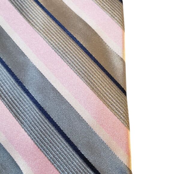 Stafford Executive Neck Tie Mens Designer Luxury Gray Pink Striped Statement - Picture 2 of 13